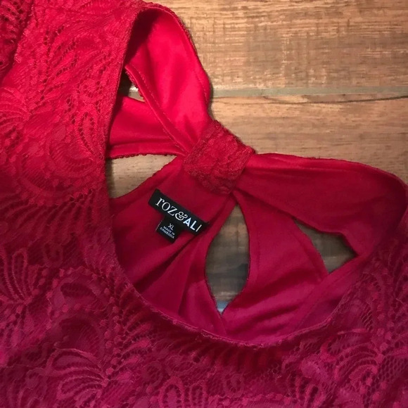 Roz & Ali Red Lace Overlay Size XL‎ - Picture 2 of 3
